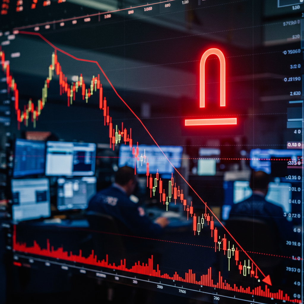 A vibrant stock market scene with a digital chart displaying RSI indicators, arrows pointi